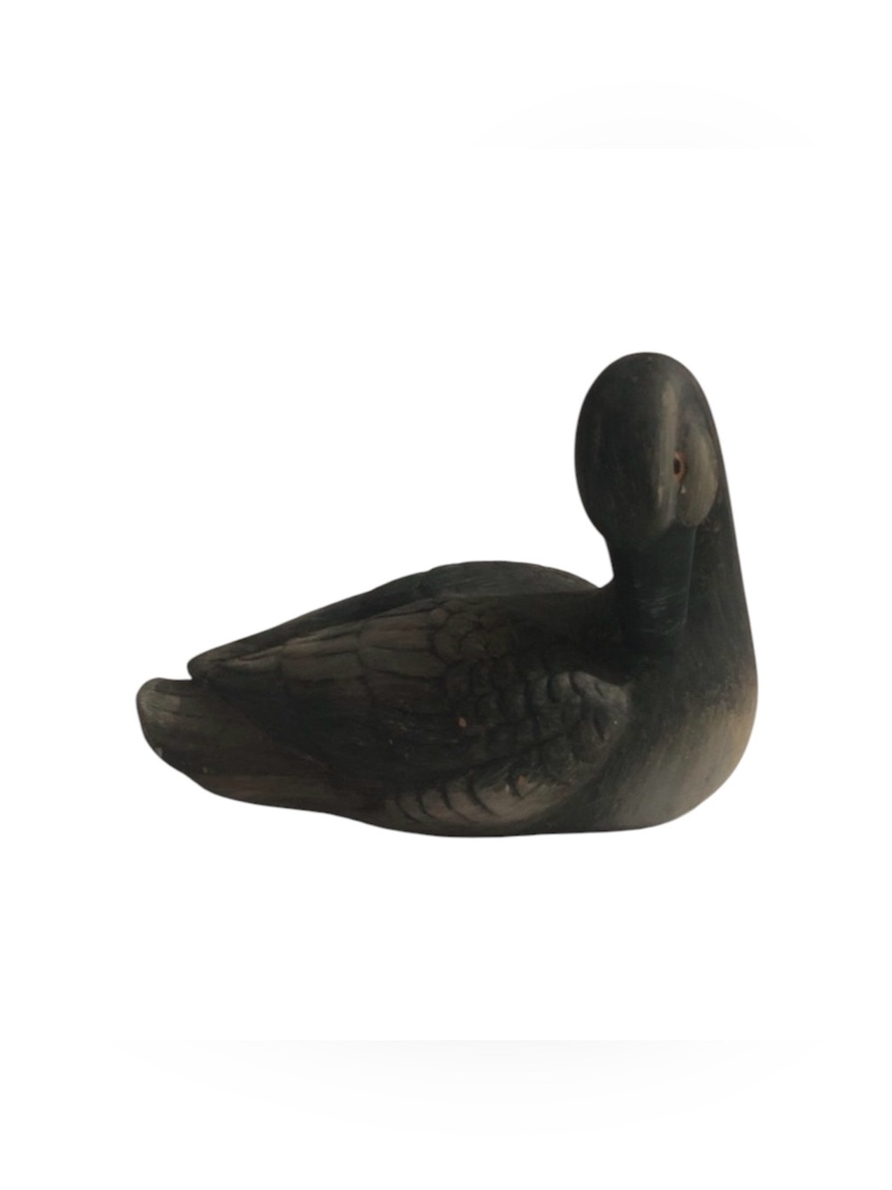 Vintage Ceramic Black Duck Figurine